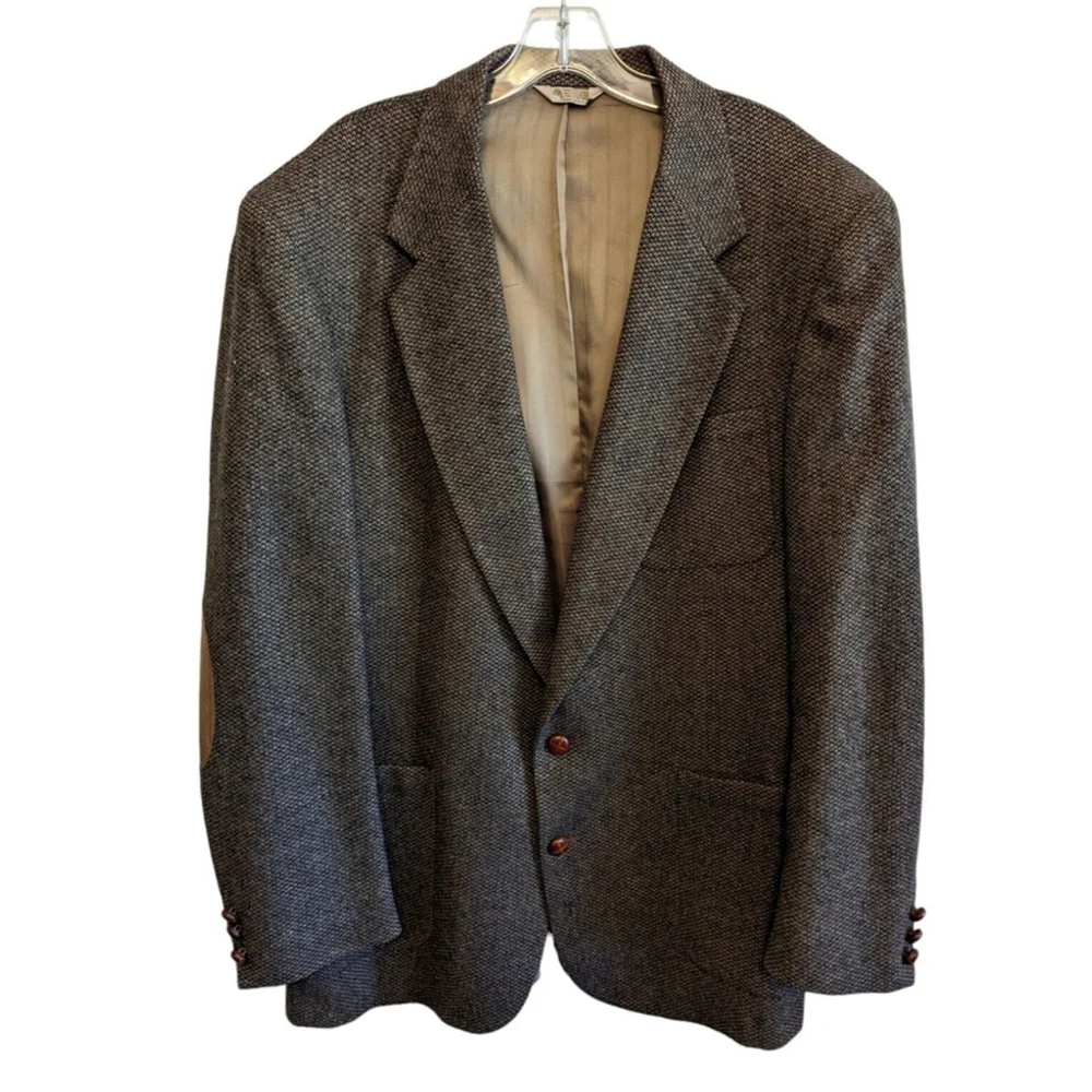 Stewart County Mens 44L Brown Vintage Tweed Jacket Wool Blend Sport Coat